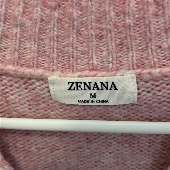 Zenana Outfitters Blush Pink V-Neck Cardigan Sweater Polyester Women’s Size M - Picture 2 of 6